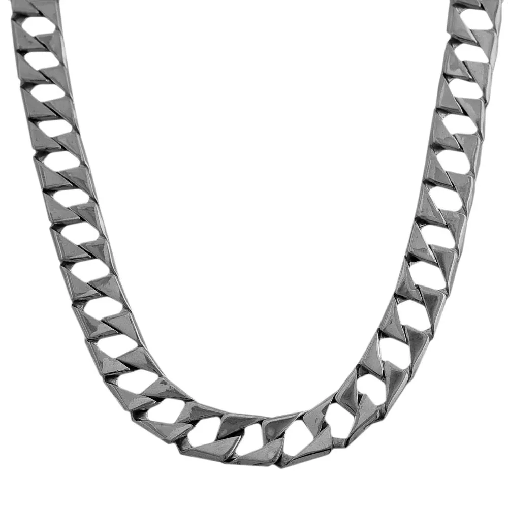 silver square link curb chain
