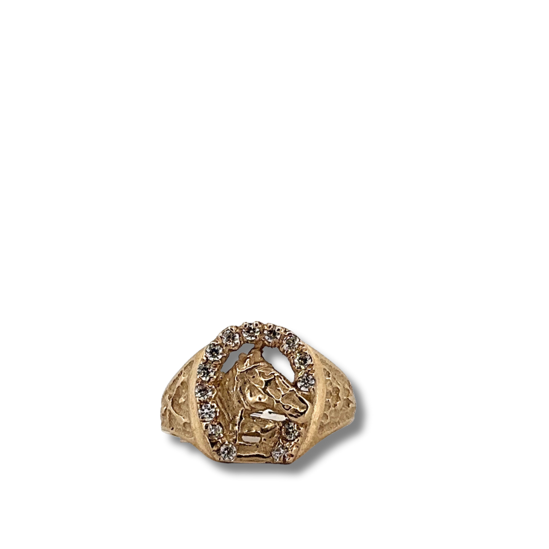 9ct yellow gold horse ring