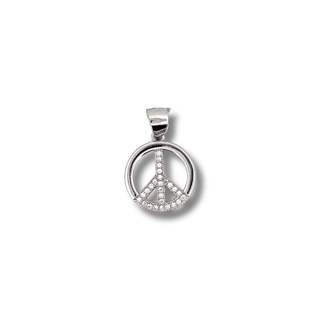 silver cz peace pendant