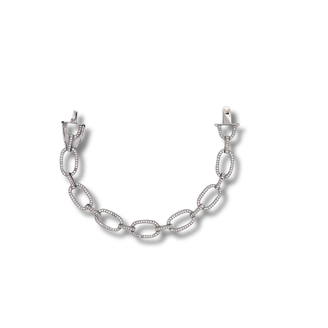 silver cz oval bracelet