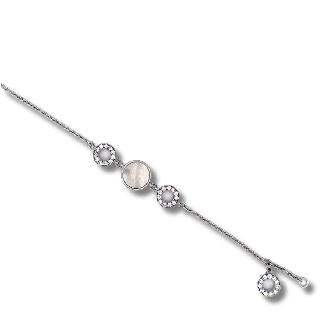 silver cz pearl bracelet