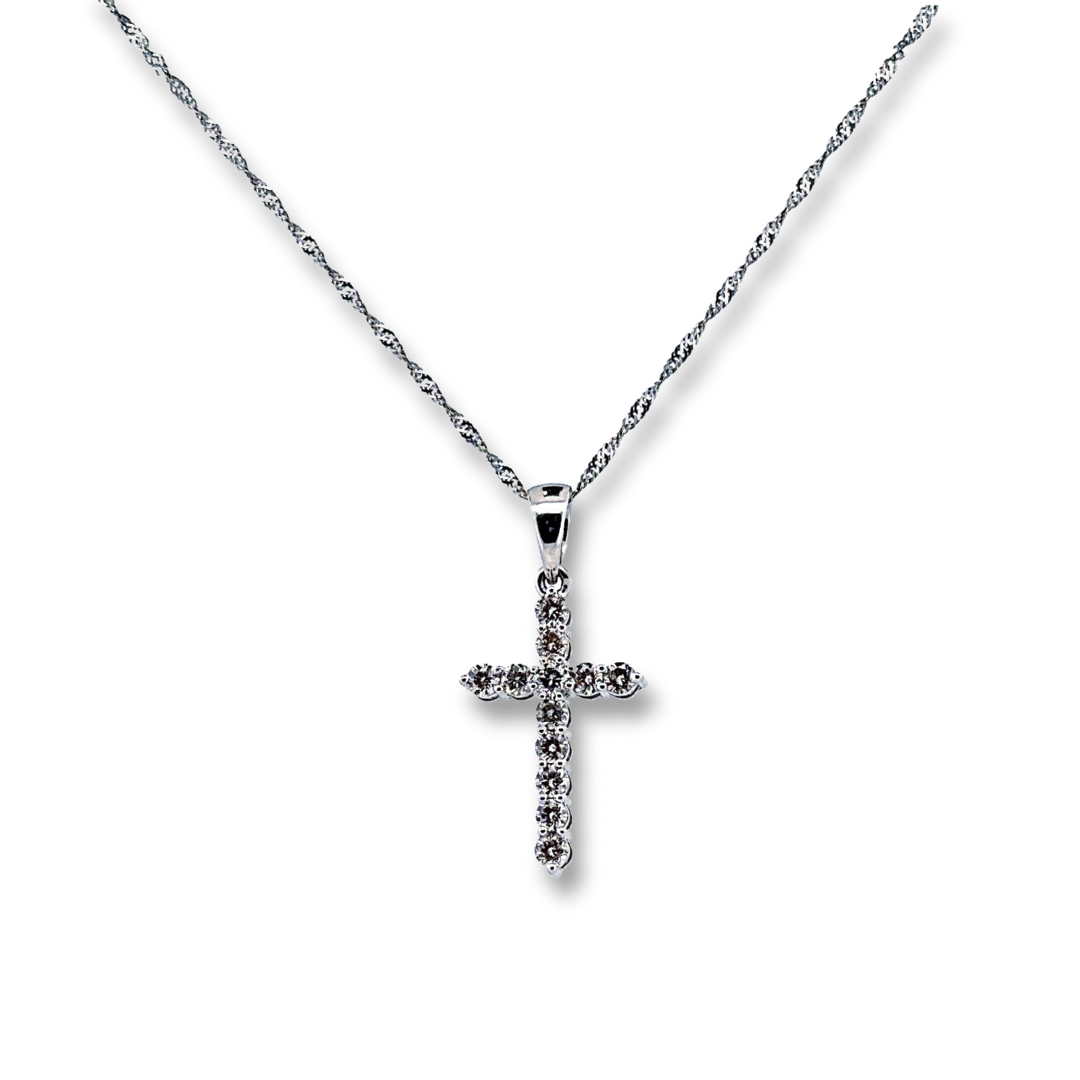 18ct diamond cross pendant necklace