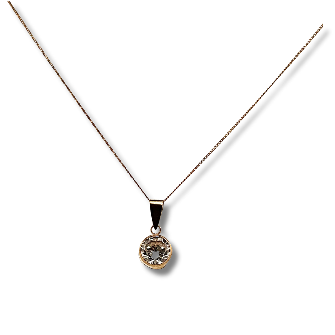 9ct yellow gold cz necklace