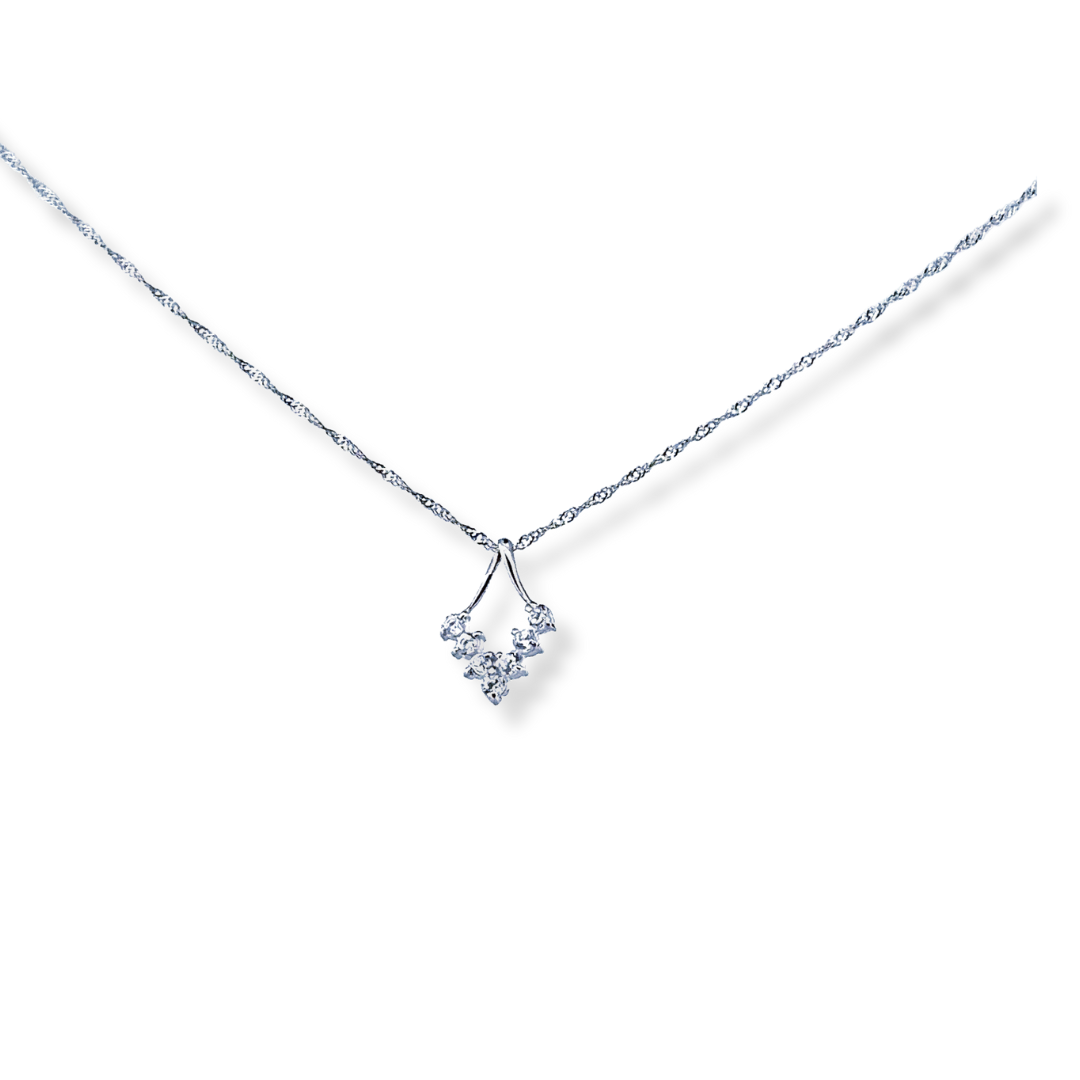 9ct white gold cz necklace