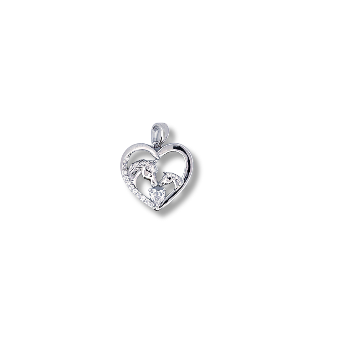 silver cz heart pendant