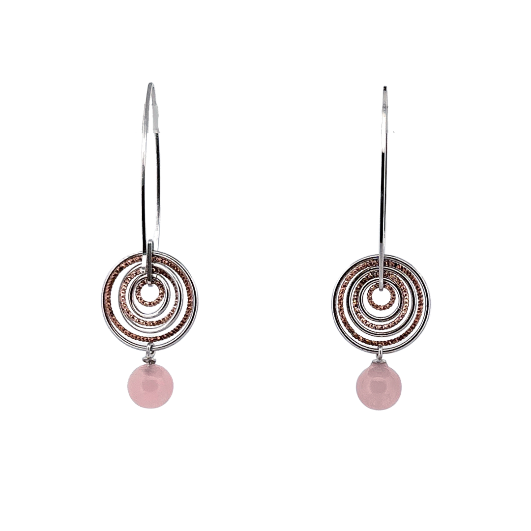 silver and rose gold earrings
