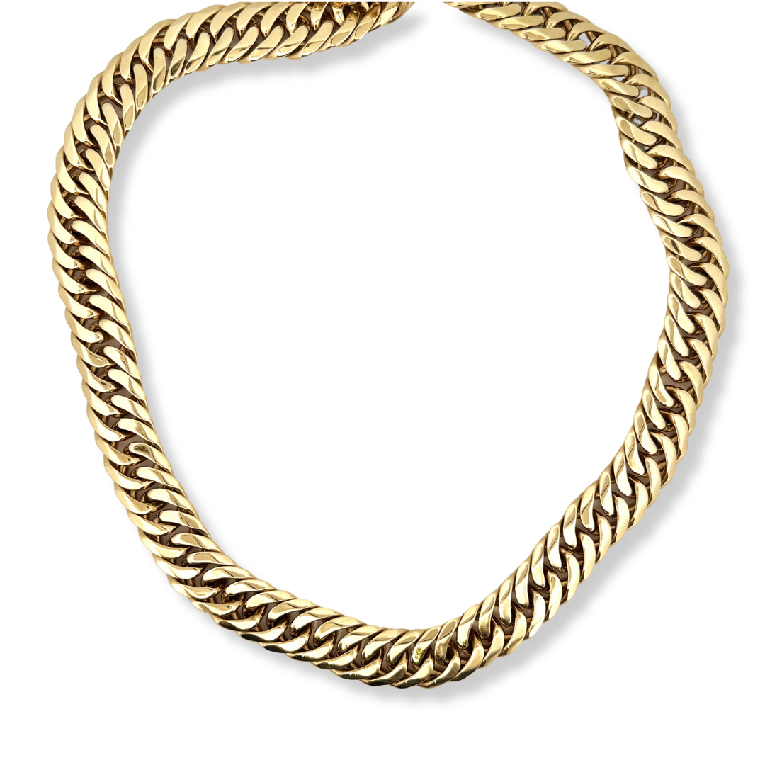 9ct gold doubled linked curbed handmade chain