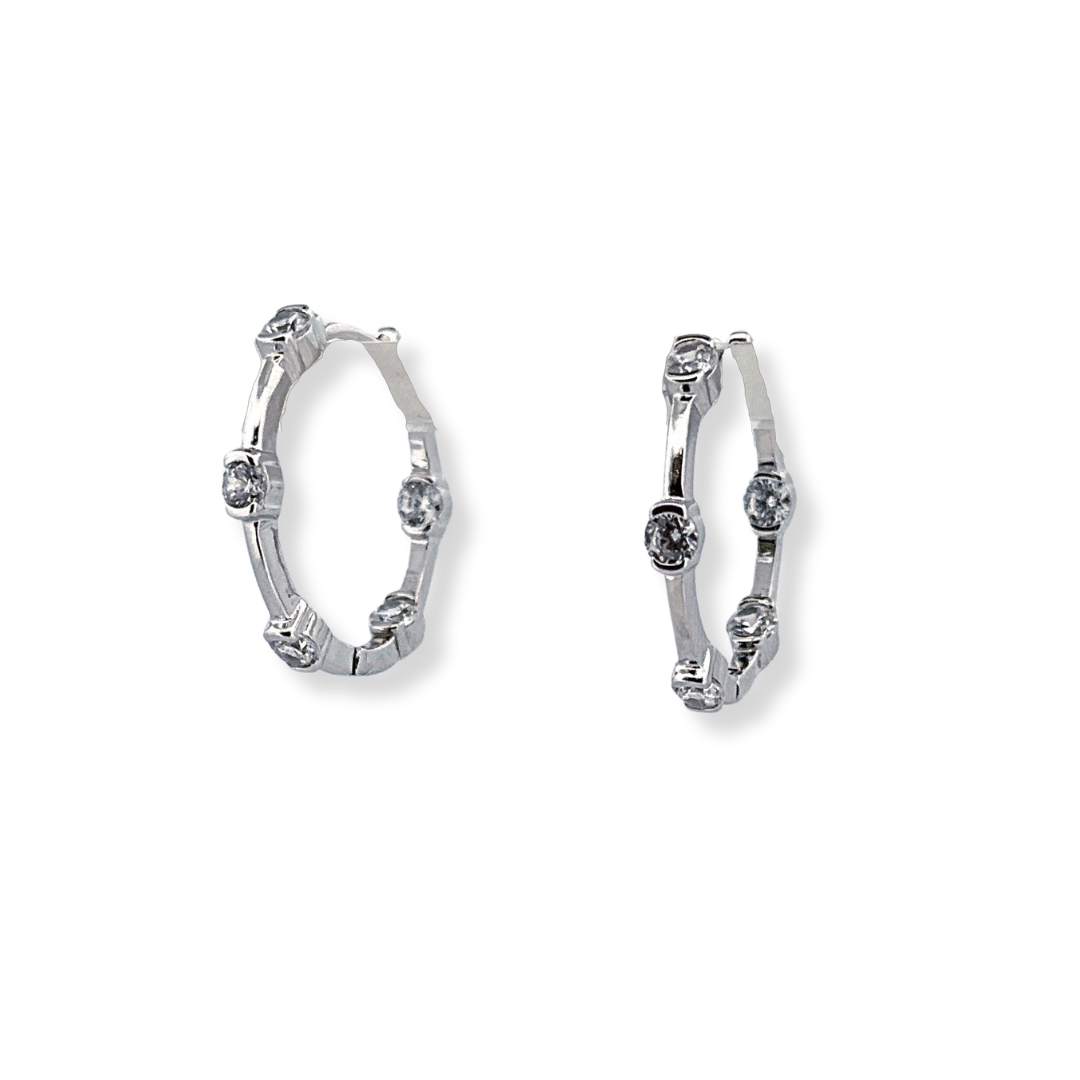 Silver cz hoop earrings