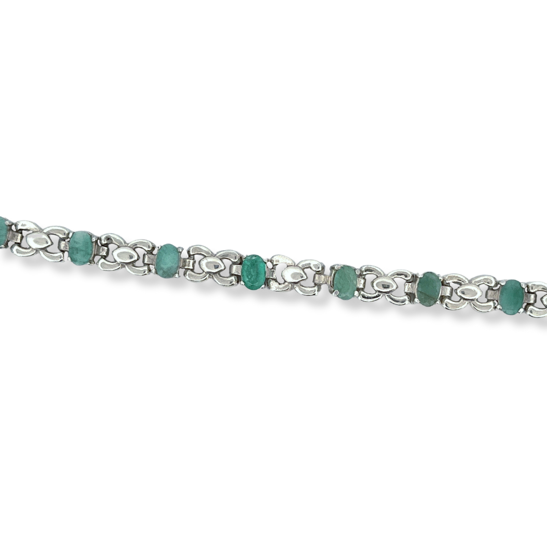 Silver emerald bracelet