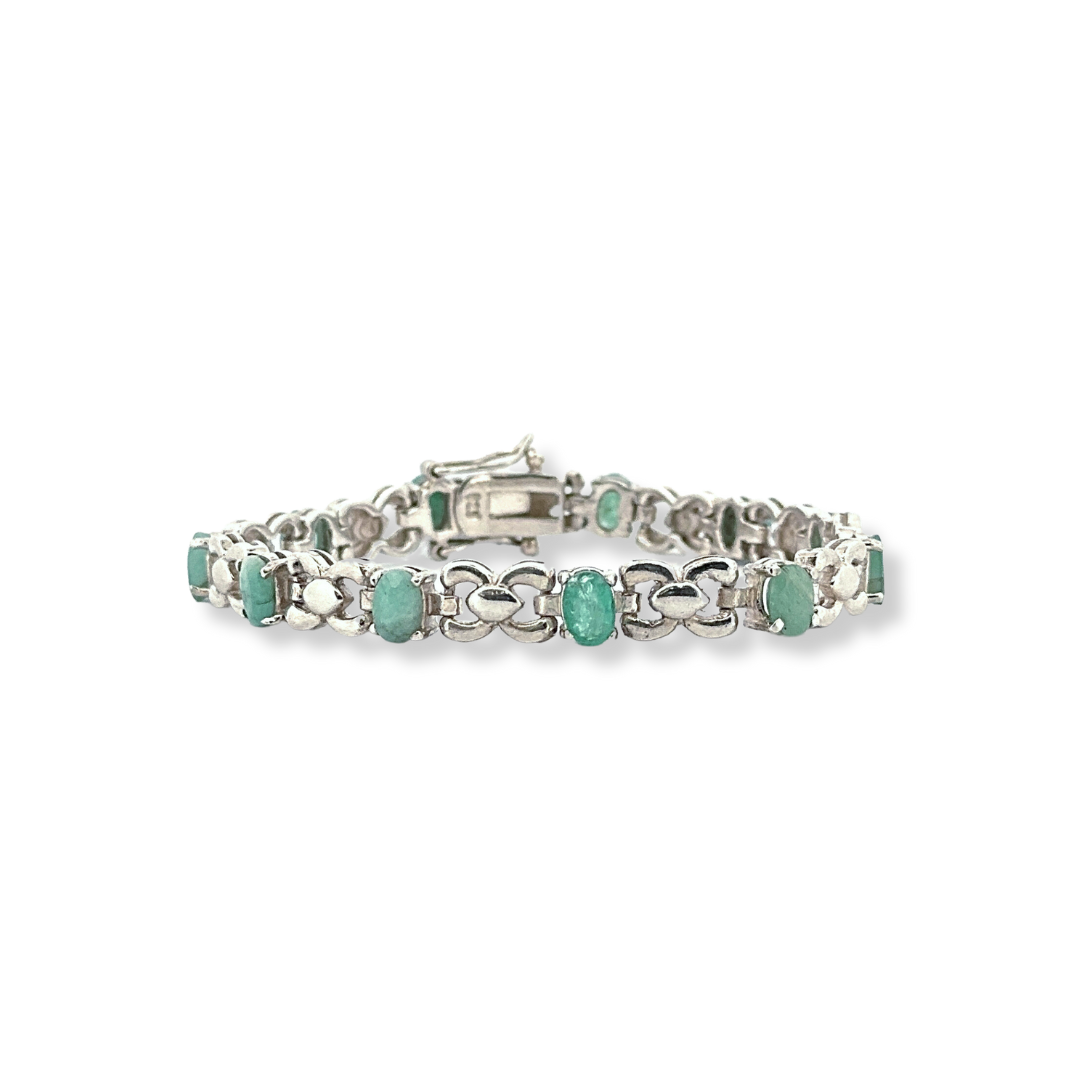 Silver emerald bracelet
