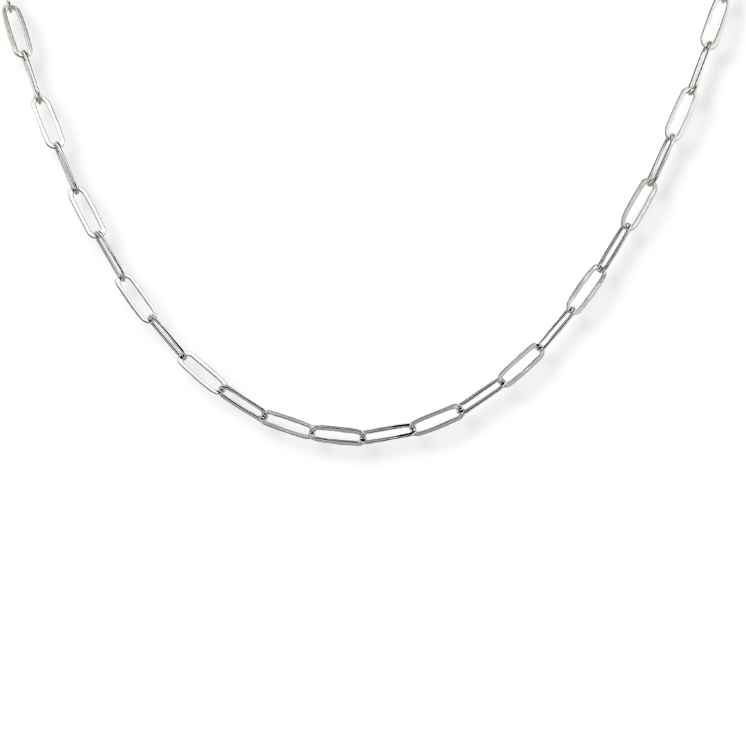 Silver paperclip necklace