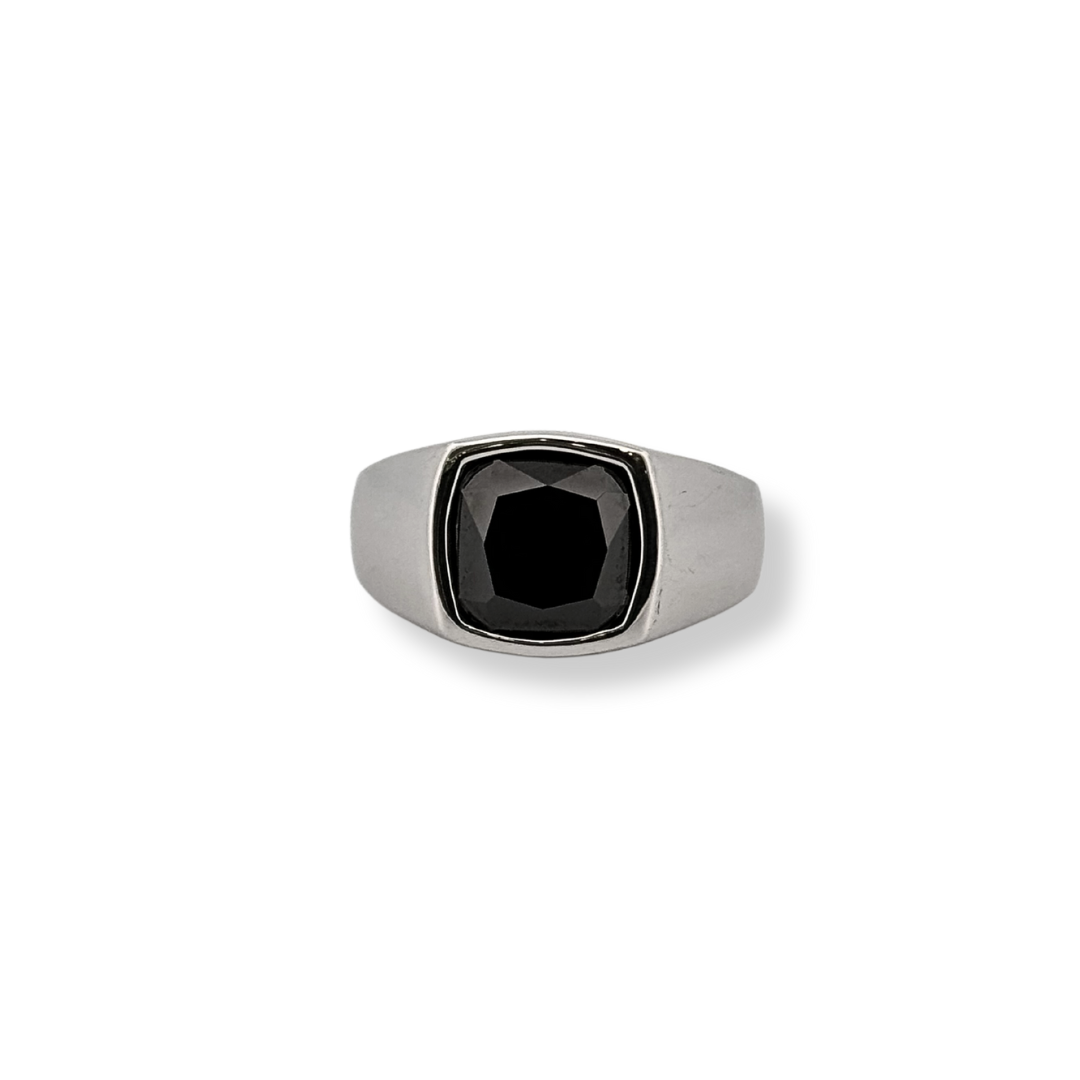 Silver cz black ring