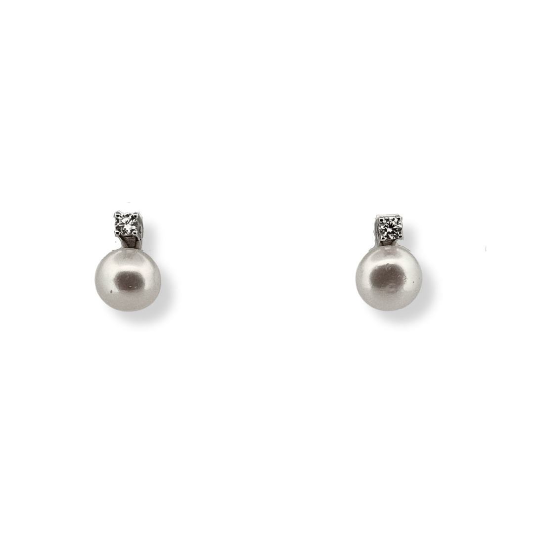 Silver cz pearl earrings