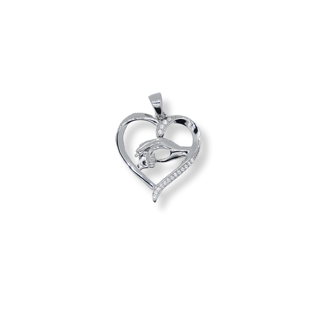 Silver cz heart pendant