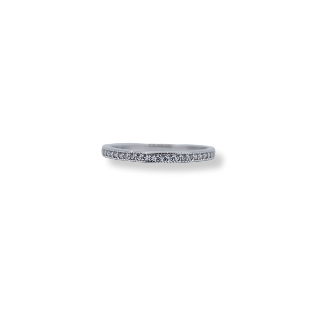 Silver cz band ring