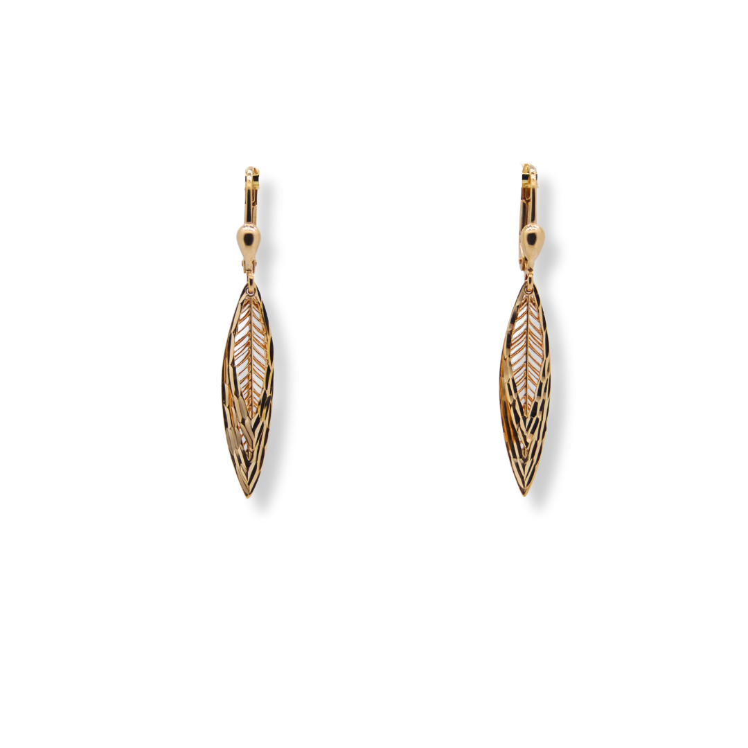 9ct gold leaf earrings