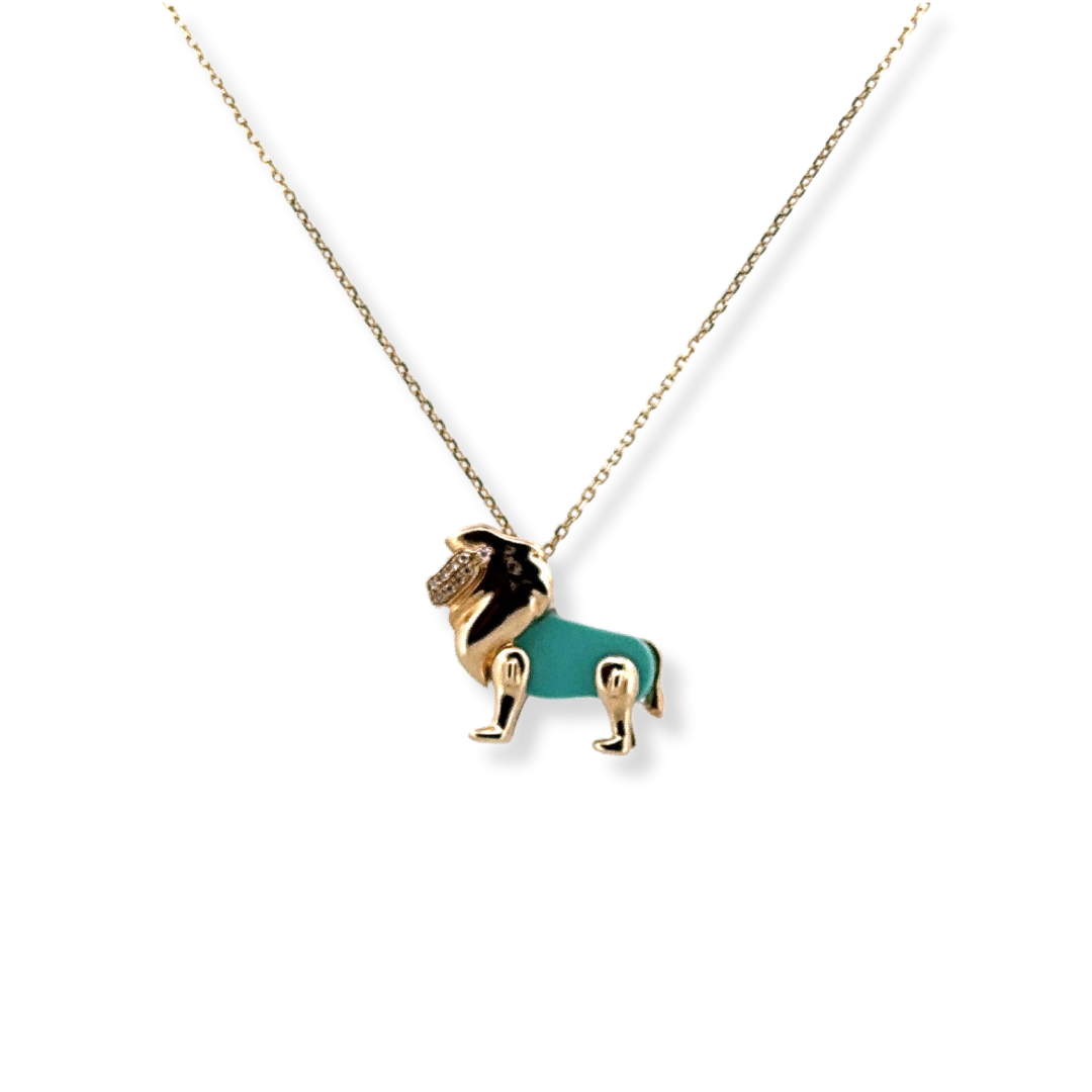 9ct yellow gold turquoise pendant chain