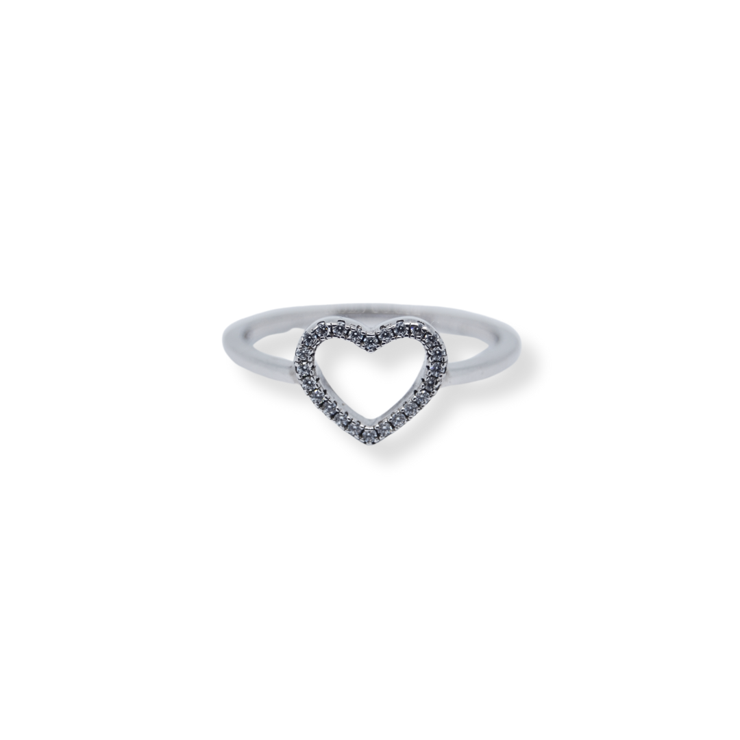 Silver cz heart ring