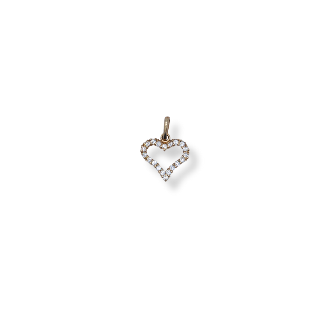 9ct gold cz heart pendant