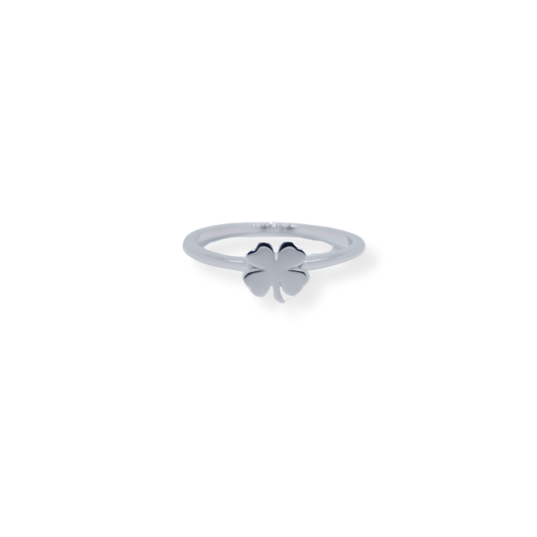 Silver 4 leaf clover ring