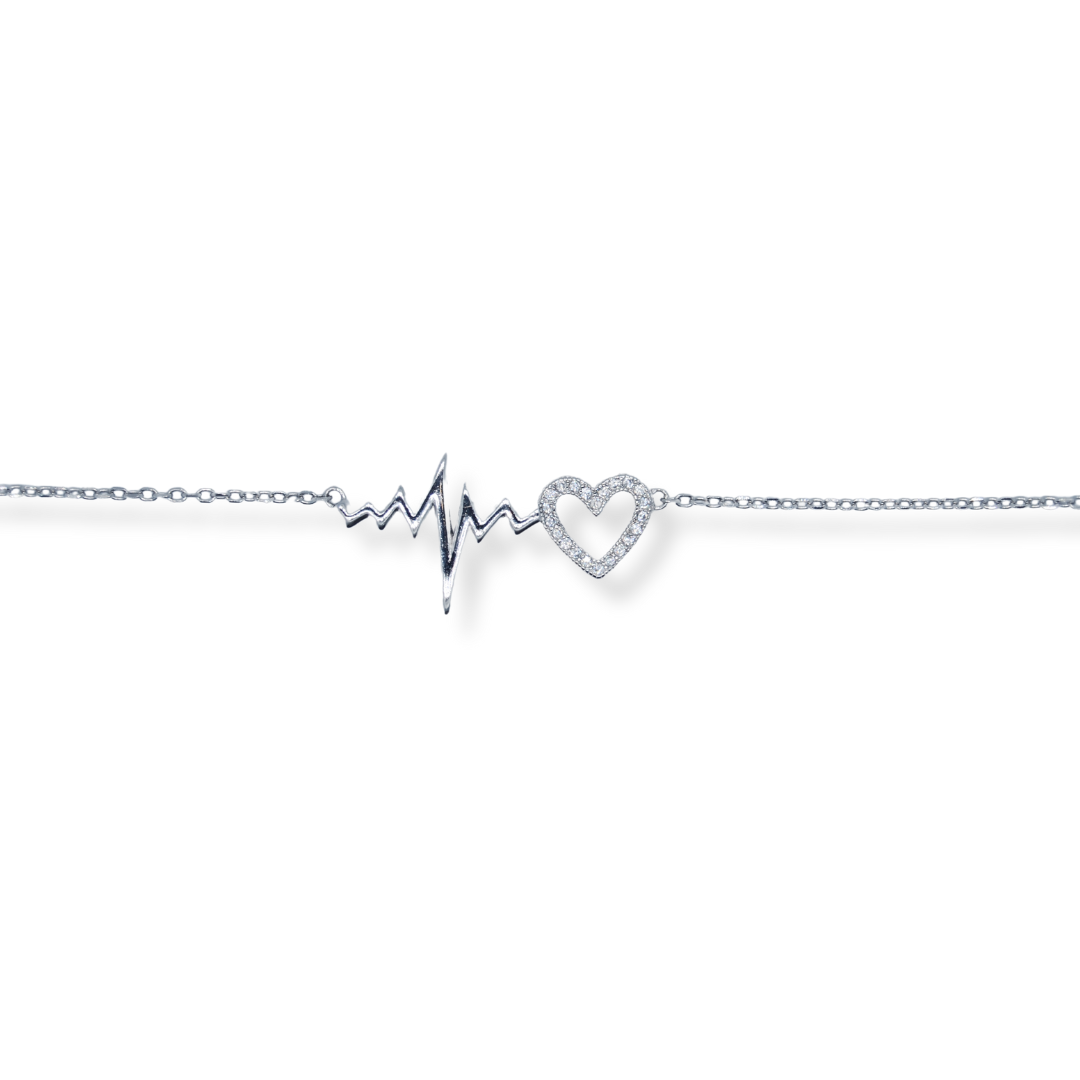 Silver cz heart bracelet