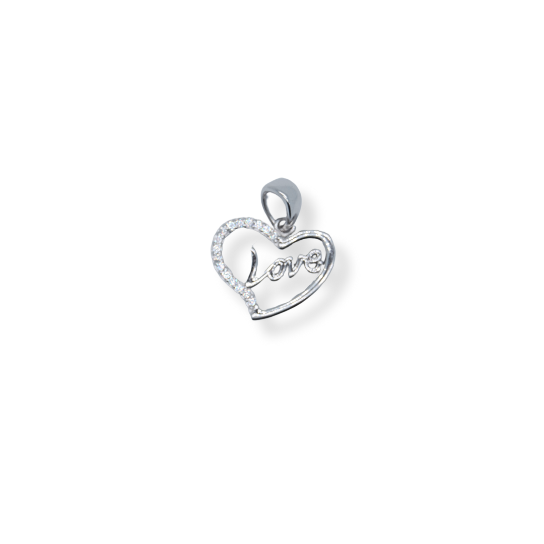 Silver cz heart pendant