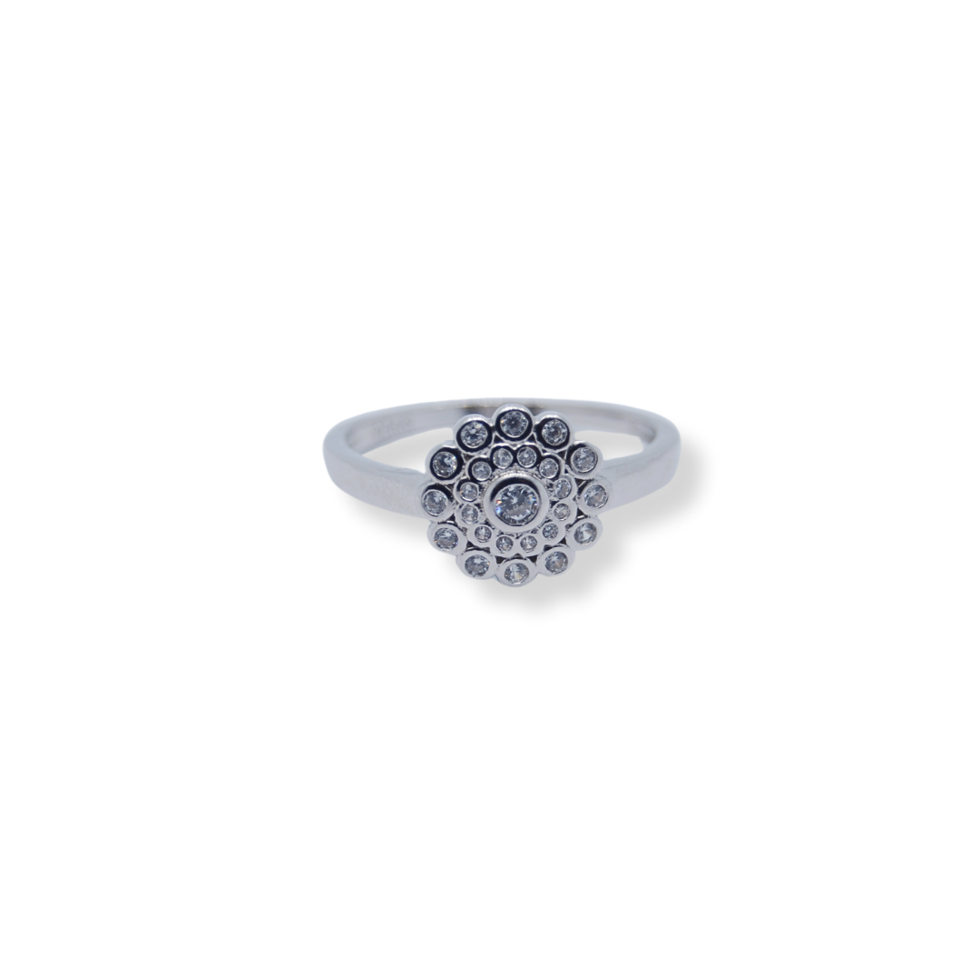 Silver cz flower ring