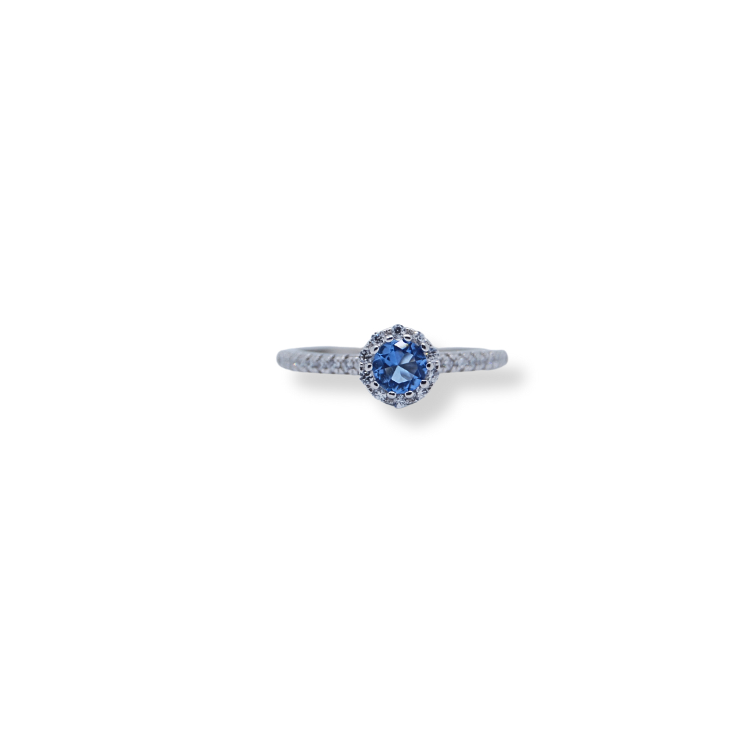Silver blue cz ring