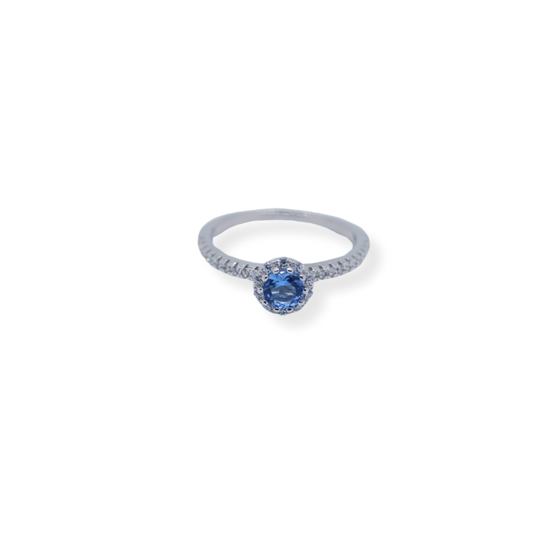 Silver blue cz ring