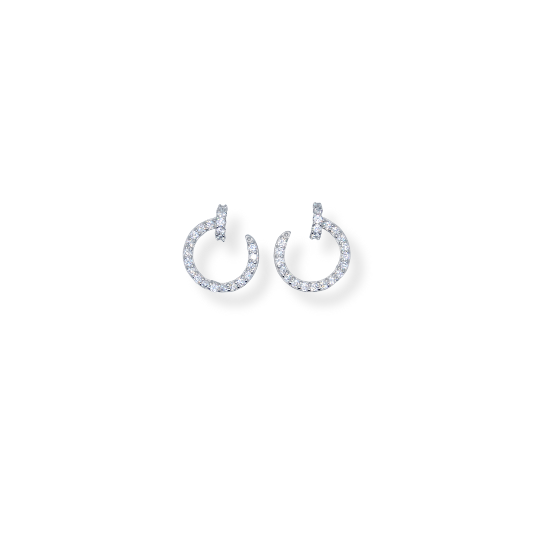 Silver cz nail earrings