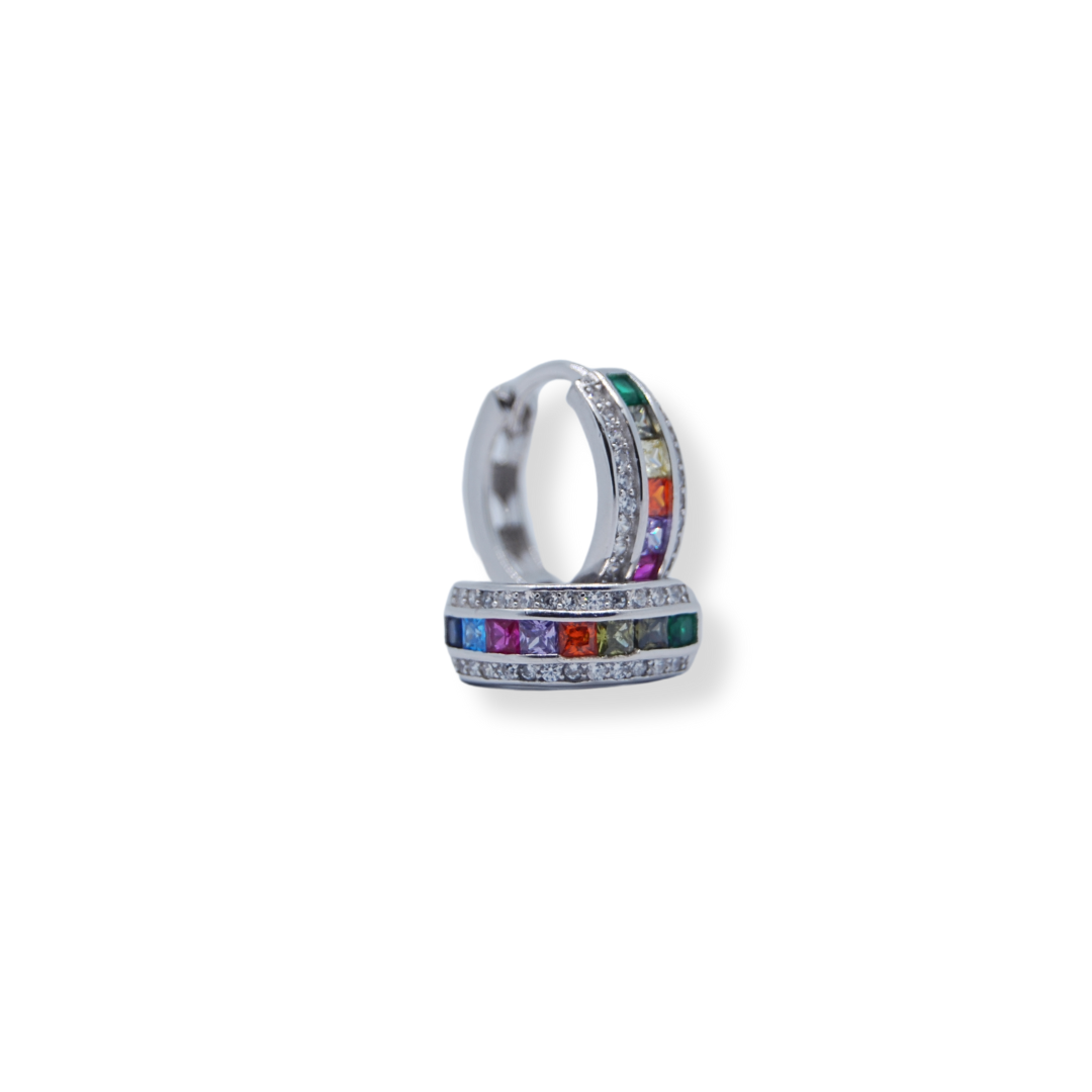Silver colourful cz earrings