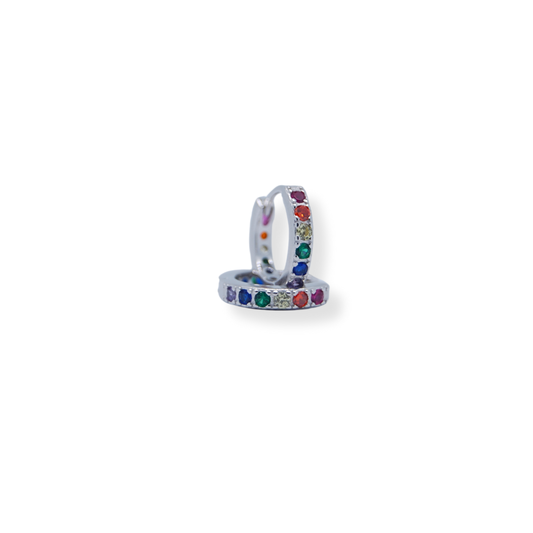 Silver colourful cz earring