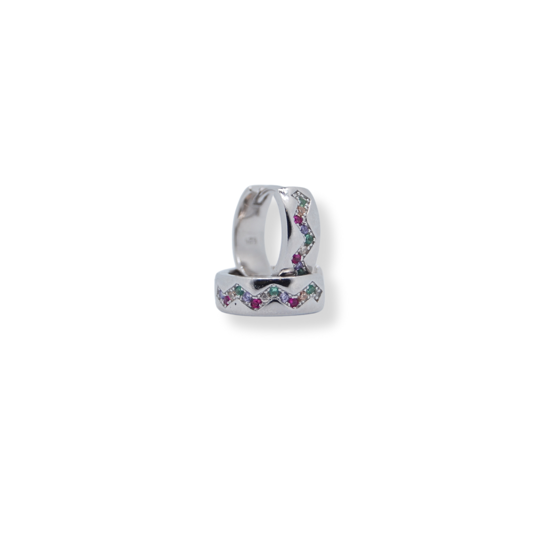 Silver cz colourful earrings