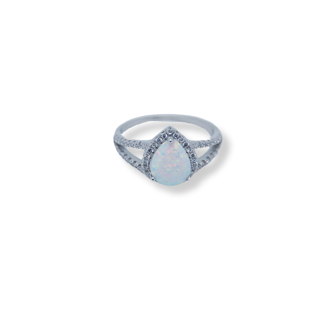 Silver cz opal ring