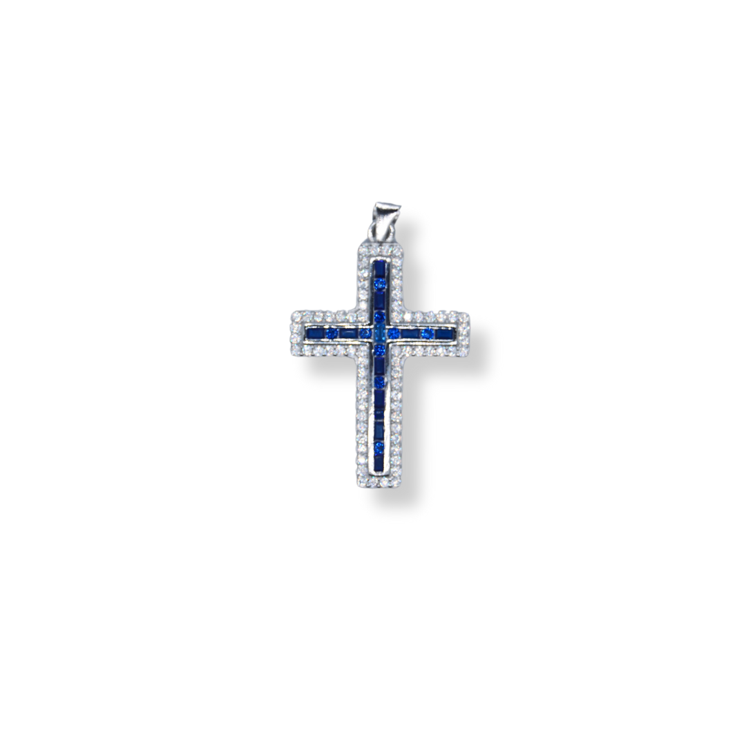Silver cz cross pendant