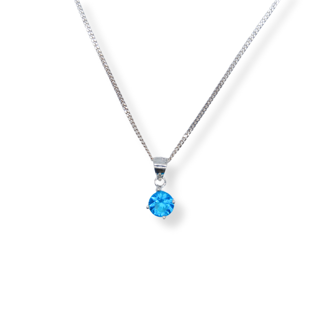 Silver blue cz necklace