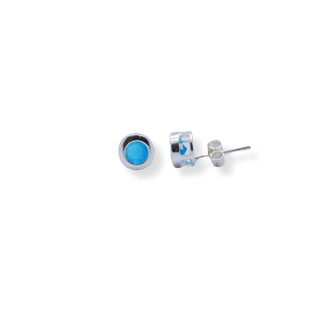 Silver blue cz earring