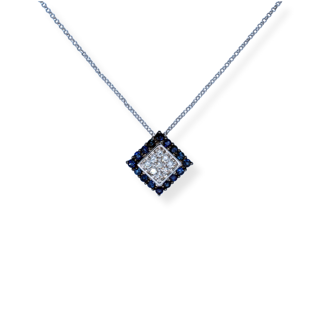9ct gold diamond and sapphire necklace