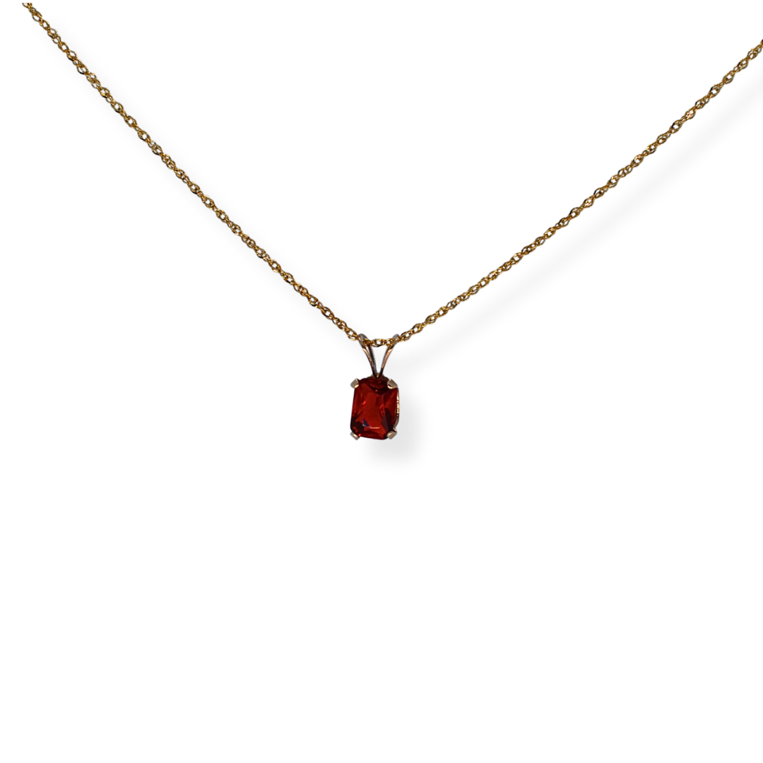 9ct gold red stone necklace