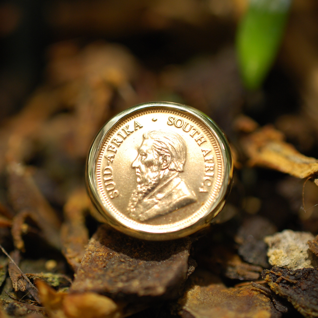9ct gold Kruger coin ring