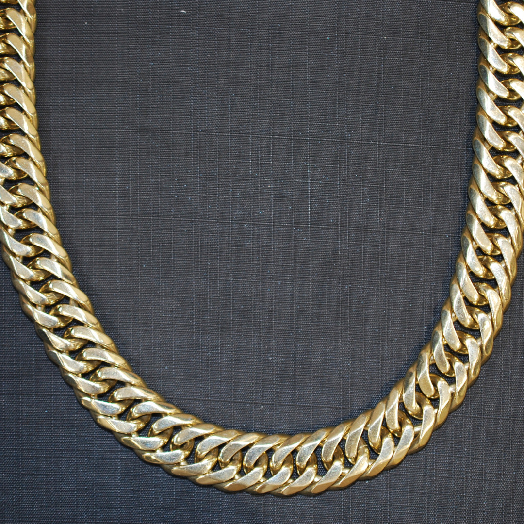 9ct gold doubled linked curbed handmade chain