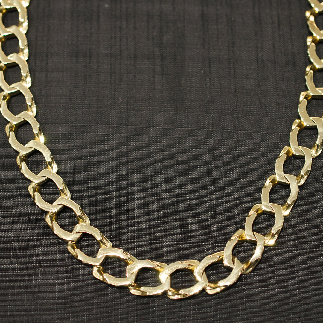 9ct gold handmade fancy link chain