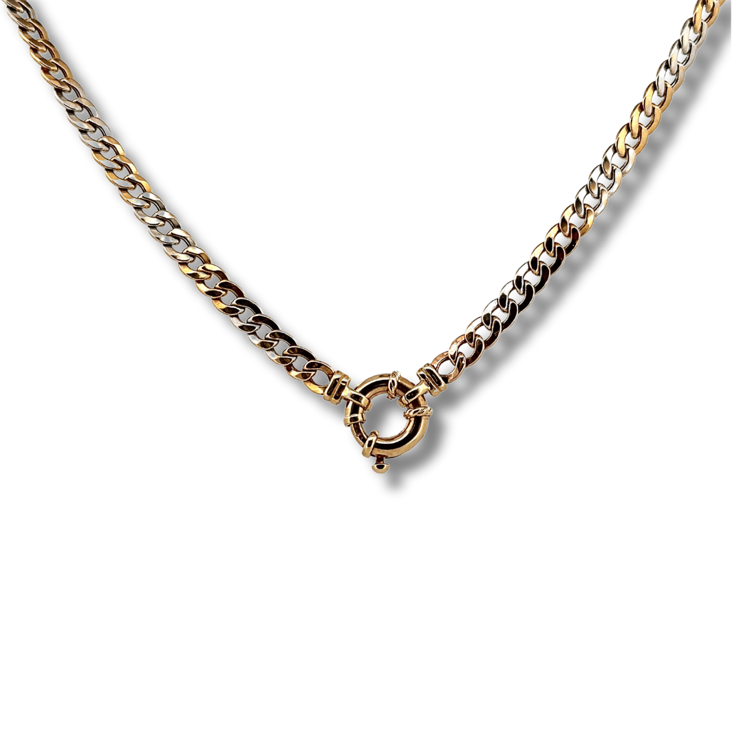 9ct white/yellow gold curb chain
