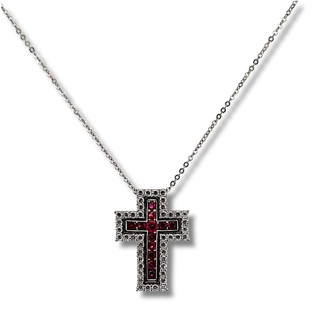 silver cz cross necklace
