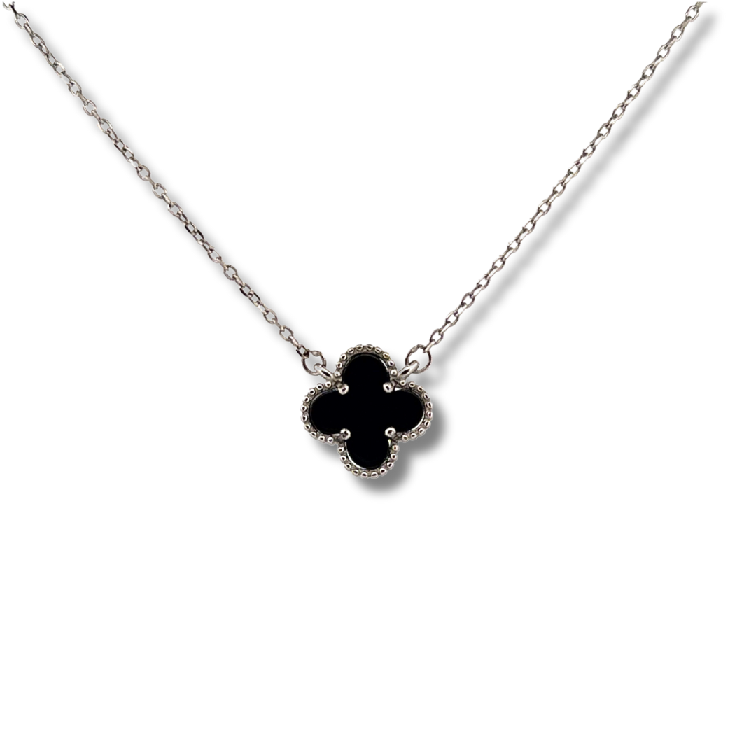 silver black pendant necklace
