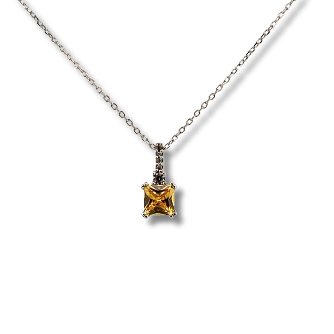 silver cz pendant necklace