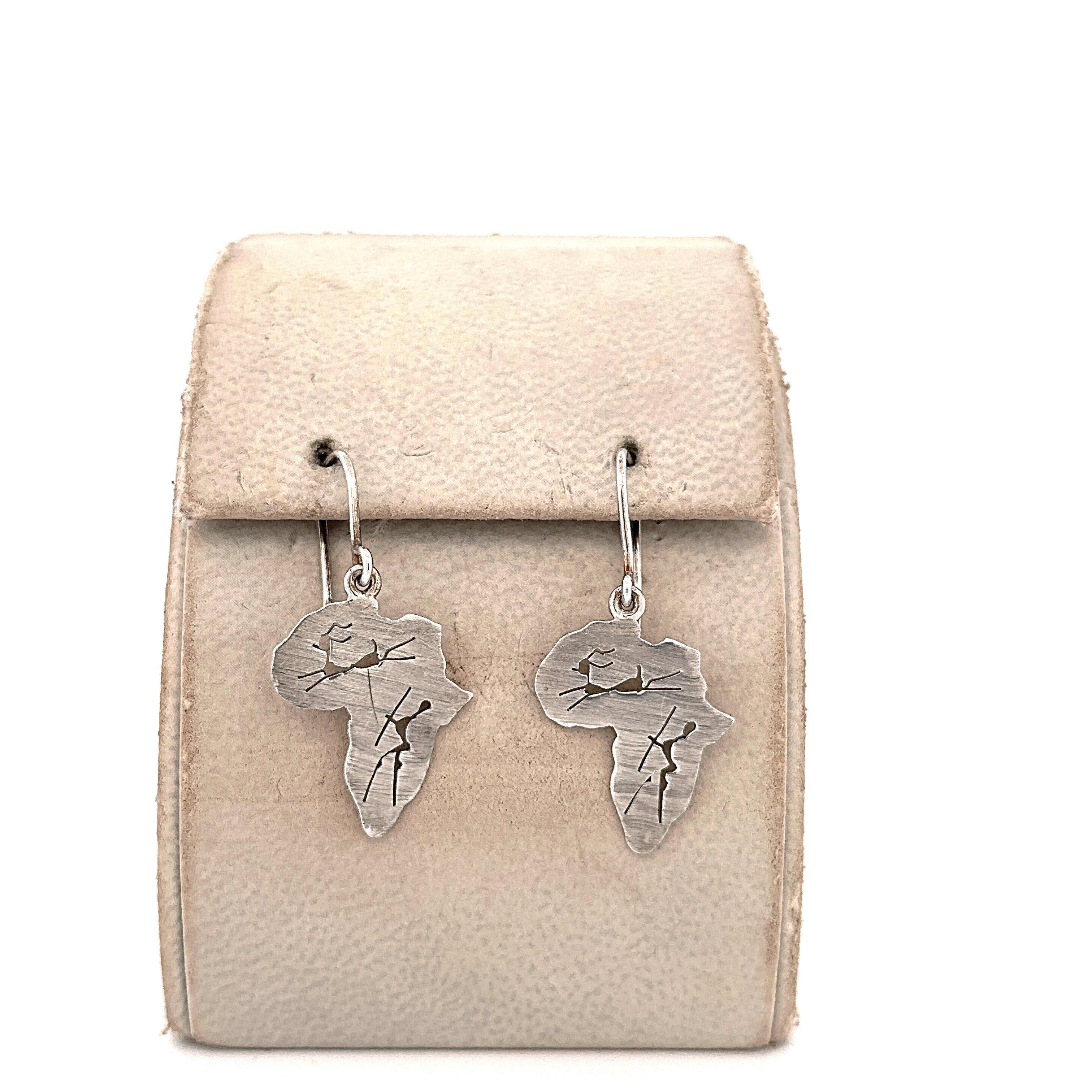 Silver Map of africa earring