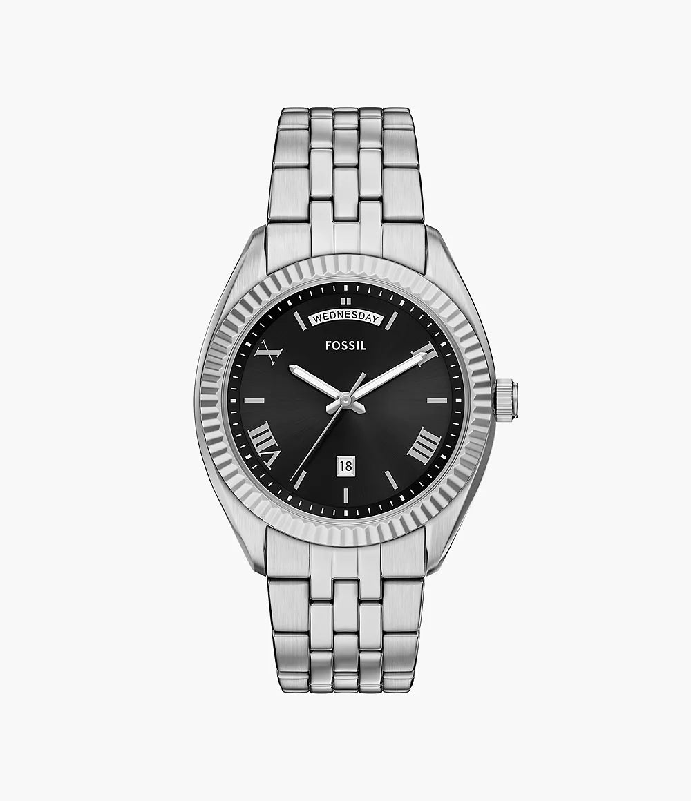 Fossil Three-Hand Day-Date Stainless Steel Watch FS6139
