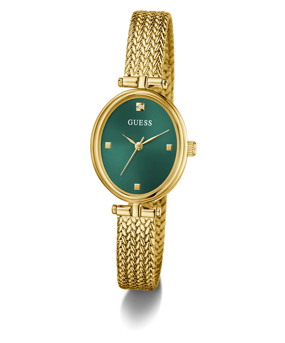 GUESS Ladies Green Gold Tone Watch GW0935L2