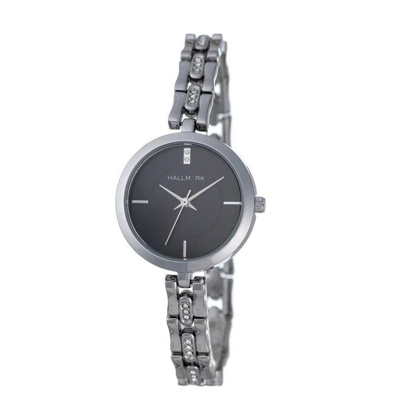 Hallmark Silver Ladies Black Dial HE1502B